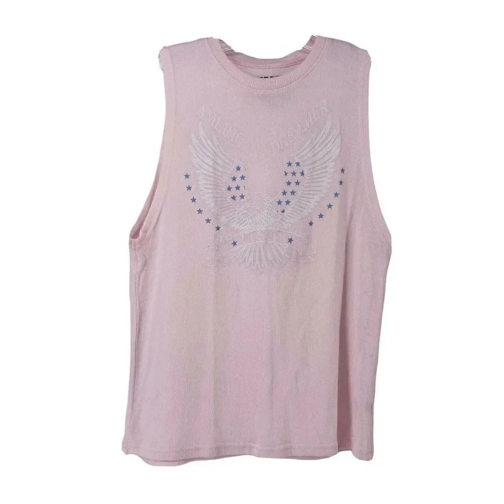 Pink Knit Tank Top American Dreamer USA Eagle Joe Boxer Womens Size M Crew Neck